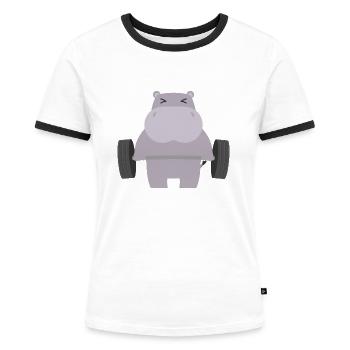 Nilpferd - Frauen Kontrast-T-Shirt - Weiß/Schwarz - Vorne - Selfina (174cm)