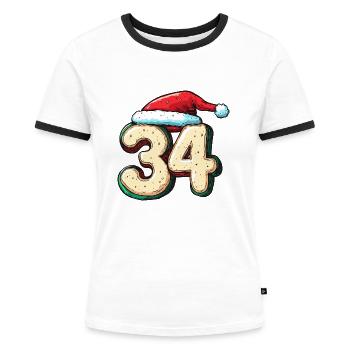 34 Number Christmas Cookie - Women's Ringer T-Shirt - white/black - Front - Selfina (174cm)