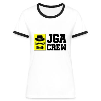 Bachelor Crew Bachelor Party Saying - Women's Ringer T-Shirt - white/black - Front - Selfina (174cm)
