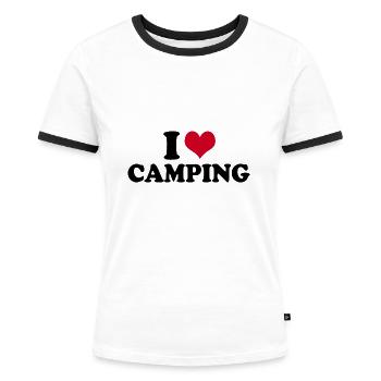 I Love Camping - Frauen Kontrast-T-Shirt - Weiß/Schwarz - Vorne - Selfina (174cm)