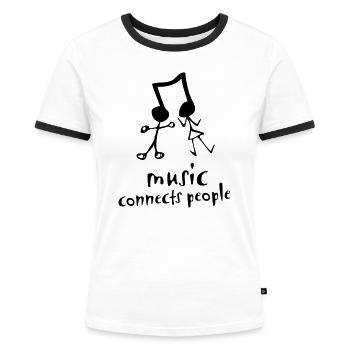 music connects people - T-shirt contrasté Femme - blanc/noir - Devant - Selfina (174cm)