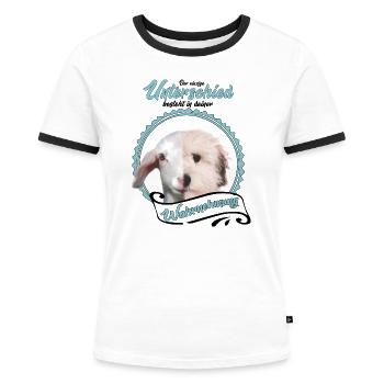 Unterschied Wahrnehmung Vegan - Frauen Kontrast-T-Shirt - Weiß/Schwarz - Vorne - Selfina (174cm)