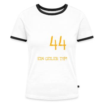 44. Geburtstag erschreckend gutaussehend - Frauen Kontrast-T-Shirt - Weiß/Schwarz - Vorne - Selfina (174cm)