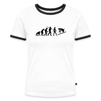 Saut en hauteur Evolution Saut - T-shirt contrasté Femme - blanc/noir - Devant - Selfina (174cm)