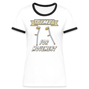 KRÜCKEN TIME FOR MOVEMENT - Frauen Kontrast-T-Shirt - Weiß/Schwarz - Vorne - Selfina (174cm)