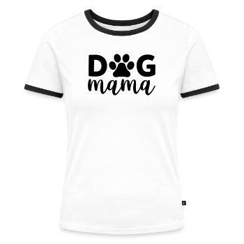 Maman chien - T-shirt contrasté Femme - blanc/noir - Devant - Selfina (174cm)