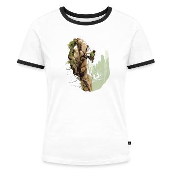 Die Kunst des Toprope Kletterns Toprope - Frauen Kontrast-T-Shirt - Weiß/Schwarz - Vorne - Selfina (174cm)