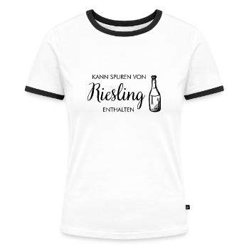 Riesling Wein Weintrinker Pfaelzer Geschenk - Frauen Kontrast-T-Shirt - Weiß/Schwarz - Vorne - Selfina (174cm)