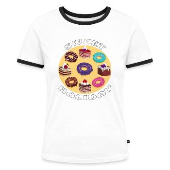 SWEET HOLIDAY - Frauen Kontrast-T-Shirt - Weiß/Schwarz - Vorne - Selfina (174cm)