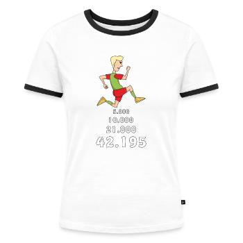 LÄUFER - Frauen Kontrast-T-Shirt - Weiß/Schwarz - Vorne - Selfina (174cm)