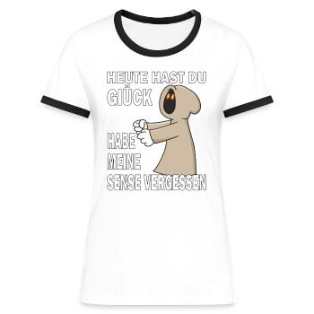 SENSENMANN SENSE VERGESSEN - Frauen Kontrast-T-Shirt - Weiß/Schwarz - Vorne - Selfina (174cm)