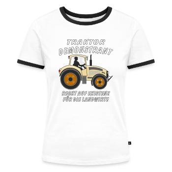 TRAKTOR DEMONSTRANT LANDWIRT - Frauen Kontrast-T-Shirt - Weiß/Schwarz - Vorne - Selfina (174cm)