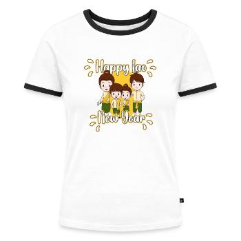 Laos Laote Laoten Lao Neujahr I Geschenk - Frauen Kontrast-T-Shirt - Weiß/Schwarz - Vorne - Selfina (174cm)