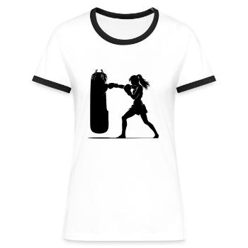Muay Thaï Femme - T-shirt contrasté Femme - blanc/noir - Devant - Selfina (174cm)