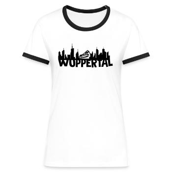 Wuppertal Skyline - Frauen Kontrast-T-Shirt - Weiß/Schwarz - Vorne - Selfina (174cm)