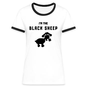 mouton dans le mouton noir - T-shirt contrasté Femme - blanc/noir - Devant - Selfina (174cm)