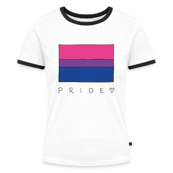 Biseksuelt flag af Pride - Dame kontrast-T-shirt - hvid/sort - Foran - Selfina (174cm)