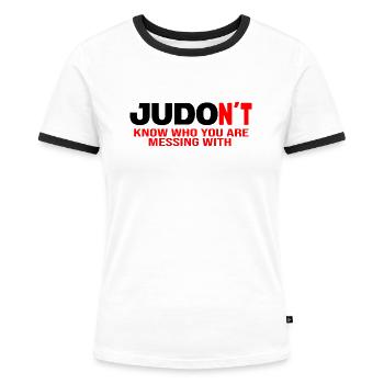 Judo Kampfsport-JUDO Judoka judomeister - Frauen Kontrast-T-Shirt - Weiß/Schwarz - Vorne - Selfina (174cm)