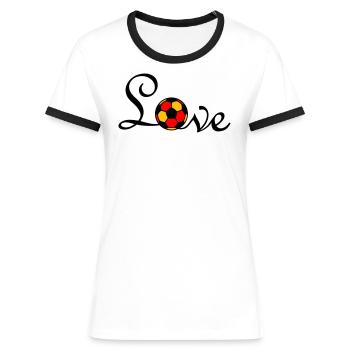 Fußball Liebe 3 Flock - Frauen Kontrast-T-Shirt - Weiß/Schwarz - Vorne - Selfina (174cm)