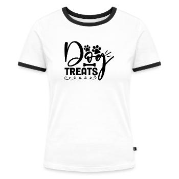 Dog Treats - Women's Ringer T-Shirt - white/black - Front - Selfina (174cm)