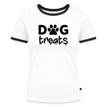 Dog Treats - Women's Ringer T-Shirt - white/black - Front - Selfina (174cm)