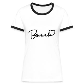 Battement de cœur de Bonn - T-shirt contrasté Femme - blanc/noir - Devant - Selfina (174cm)