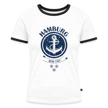 Hamburg - Frauen Kontrast-T-Shirt - Weiß/Schwarz - Vorne - Selfina (174cm)