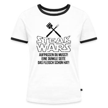 Steak Wars - Frauen Kontrast-T-Shirt - Weiß/Schwarz - Vorne - Selfina (174cm)