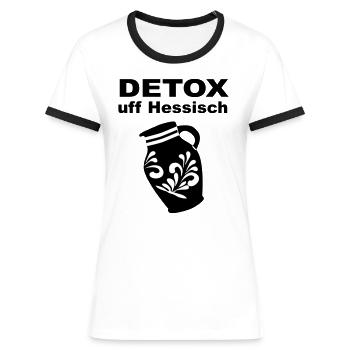 Detox Hessisch Bembel - Frauen Kontrast-T-Shirt - Weiß/Schwarz - Vorne - Selfina (174cm)