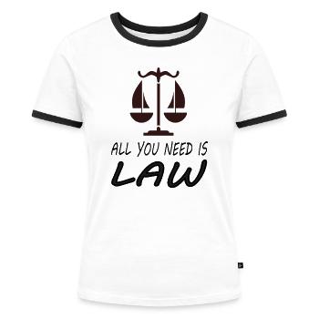 Études de droit droit avocat cadeau - T-shirt contrasté Femme - blanc/noir - Devant - Selfina (174cm)
