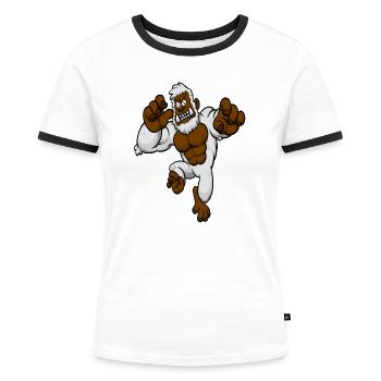 Gorilla Schimpanse Primat Affengesicht Geschenk - Frauen Kontrast-T-Shirt - Weiß/Schwarz - Vorne - Selfina (174cm)