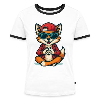 Foxy Love Vibes - Women's Ringer T-Shirt - white/black - Front - Selfina (174cm)