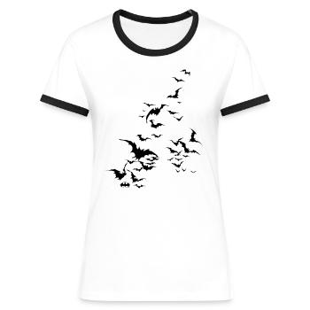 Batman Bat Swarm - Women's Ringer T-Shirt - white/black - Front - Selfina (174cm)