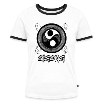 Qigong Méditation Tai Arts Martiaux Taoïsme 2 - T-shirt contrasté Femme - blanc/noir - Devant - Selfina (174cm)