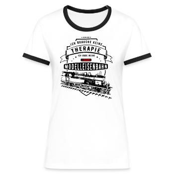 Märklin Ich Brauche Keine Therapie - Frauen Kontrast-T-Shirt - Weiß/Schwarz - Vorne - Selfina (174cm)