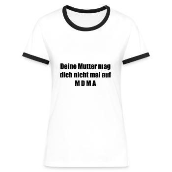 Mutter MDMA - Frauen Kontrast-T-Shirt - Weiß/Schwarz - Vorne - Selfina (174cm)