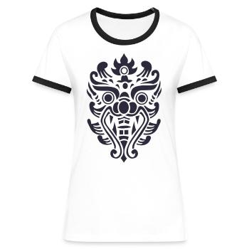 Thai Dragon Head Logo - Frauen Kontrast-T-Shirt - Weiß/Schwarz - Vorne - Selfina (174cm)