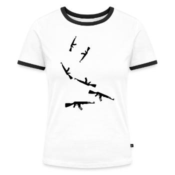 Gewehr icon symbol - Frauen Kontrast-T-Shirt - Weiß/Schwarz - Vorne - Selfina (174cm)