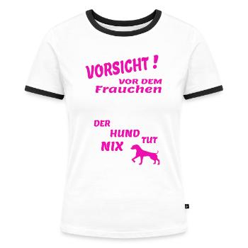 Hund Hundebesitzer Tierliebe - Frauen Kontrast-T-Shirt - Weiß/Schwarz - Vorne - Selfina (174cm)