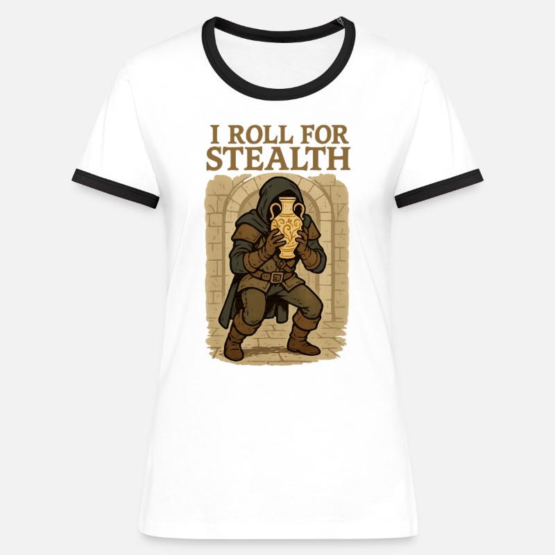 I Roll For Stealth Thief with Vase - Women's Ringer T-Shirt - white/black