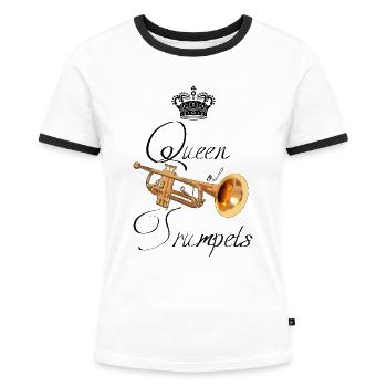 Queen of Trumpets - Frauen Kontrast-T-Shirt - Weiß/Schwarz - Vorne - Selfina (174cm)