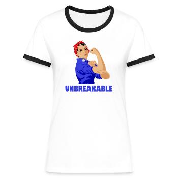 Unbreakable Strong Women Girl Power Feminismus - Frauen Kontrast-T-Shirt - Weiß/Schwarz - Vorne - Selfina (174cm)