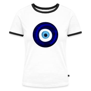 Nazar boncugu - Protection from the evil eye - Women's Ringer T-Shirt - white/black - Front - Selfina (174cm)