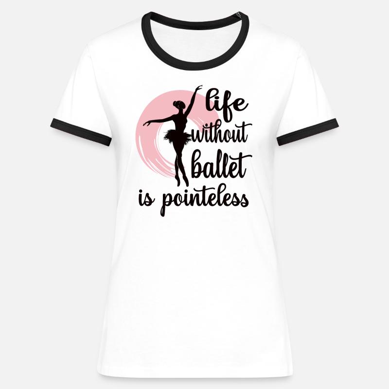 Balletdansergave Ballerinaballetdanserinde - Dame kontrast-T-shirt - hvid/sort