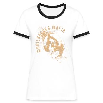 Mobilbagger Mafia Totenkopf - Frauen Kontrast-T-Shirt - Weiß/Schwarz - Vorne - Selfina (174cm)