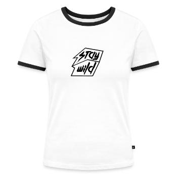 Stay Wild - Frauen Kontrast-T-Shirt - Weiß/Schwarz - Vorne - Selfina (174cm)