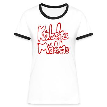 Kölsche Mädsche Kölner Mädchen Kölsch Mundart - Frauen Kontrast-T-Shirt - Weiß/Schwarz - Vorne - Selfina (174cm)