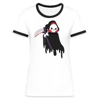 Grim Reaper - Halloween - Women's Ringer T-Shirt - white/black - Front - Selfina (174cm)