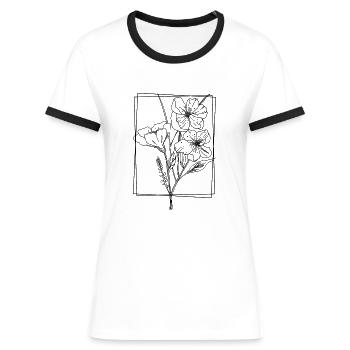 Les fleurs s’épanouissent - T-shirt contrasté Femme - blanc/noir - Devant - Selfina (174cm)