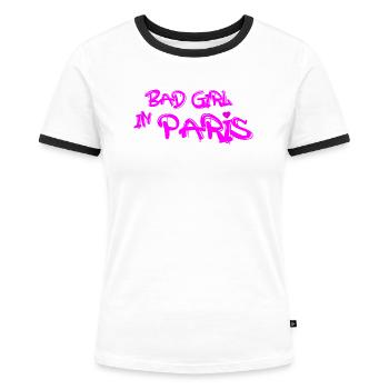 Böses Mädchen in Paris - Frauen Kontrast-T-Shirt - Weiß/Schwarz - Vorne - Selfina (174cm)